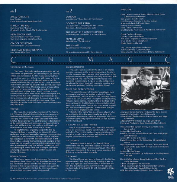 Dave Grusin - Cinemagic | GRP (GR-1037) - 3