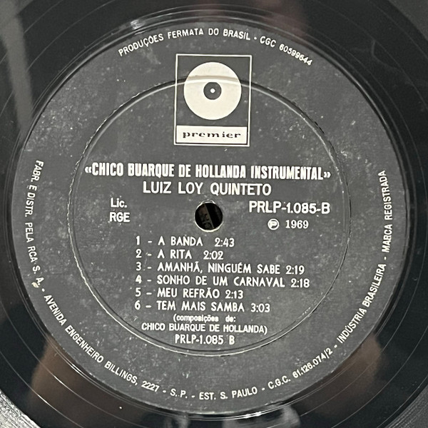 Luiz Loy Quinteto - Interpreta Chico Buarque De Hollanda | Premier (PRLP 1085) - 4