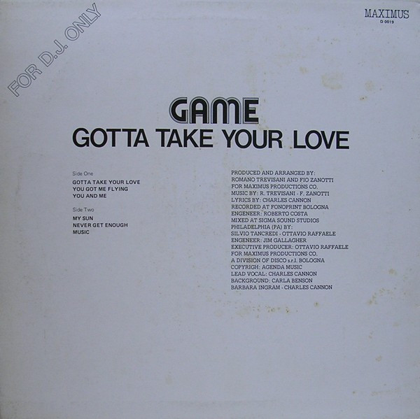 Game - Gotta Take Your Love | Maximus (D.0019) - 2