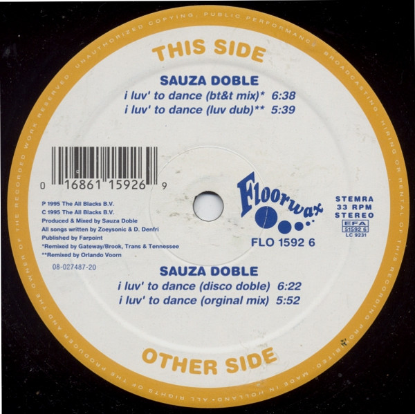 Sauza Doble - I Luv' To Dance | Floorwax (FLO 1592 6)