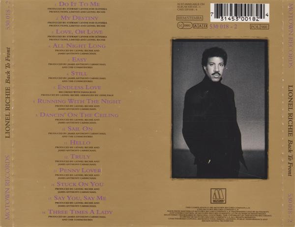 Lionel Richie - Back To Front | Motown (530 018-2) - 2