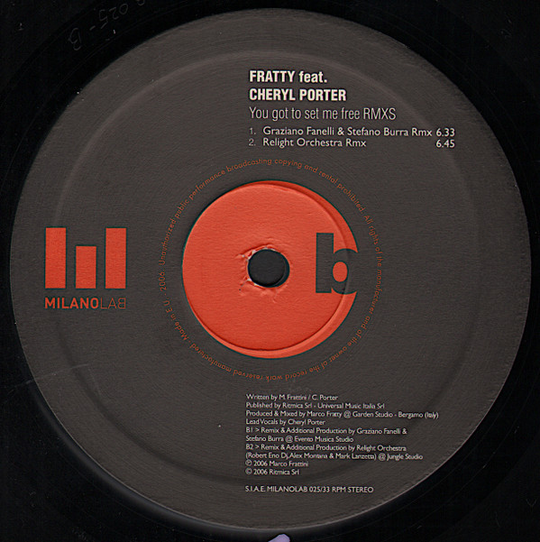 Fratty Feat. Cheryl Porter - You Got To Set Me Free Rmxs | Milano Lab (025) - 2 Fratty Feat. Cheryl Porter - You Got To Set Me Free Rmxs | Milano Lab (025) - 2