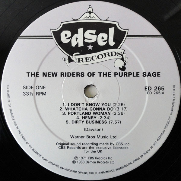 New Riders Of The Purple Sage - New Riders Of The Purple Sage | Edsel Records (ED 265) - 3