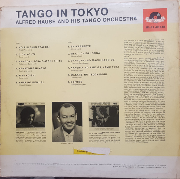Alfred Hause And His Tango Orchestra - Tango In Tokyo | Polydor (46 410) - 2
