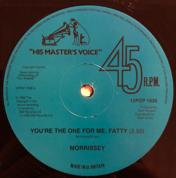 Morrissey - You're The One For Me, Fatty | His Master's Voice (12POP 1630) - 3