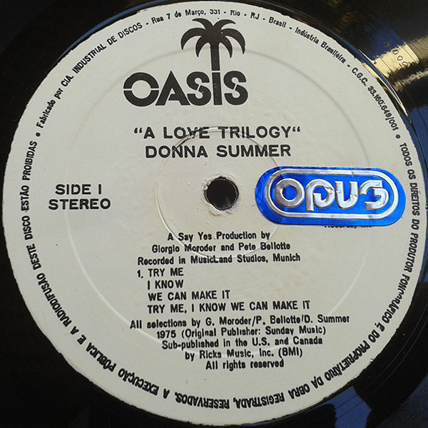 Donna Summer - A Love Trilogy | Oasis (OC-5004) - 3