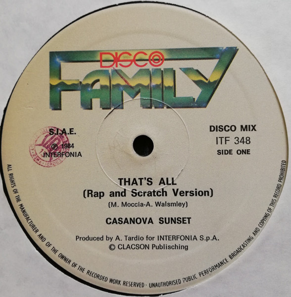 Casanova Sunset - That's All | Discofamily (ITF 348) - 3