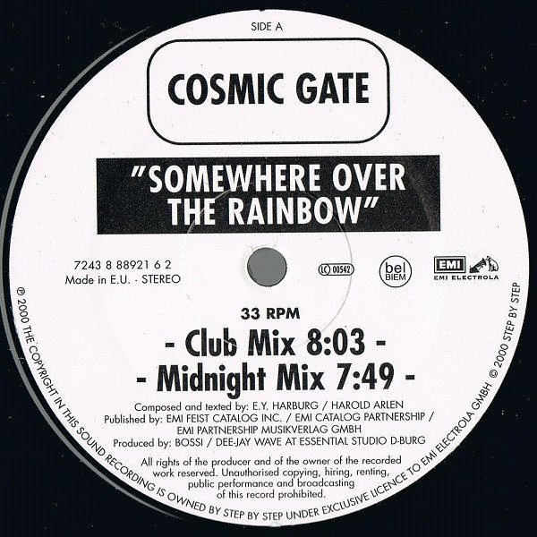 Cosmic Gate - Somewhere Over The Rainbow | EMI Electrola (7243 8 88921 6 2) - 2