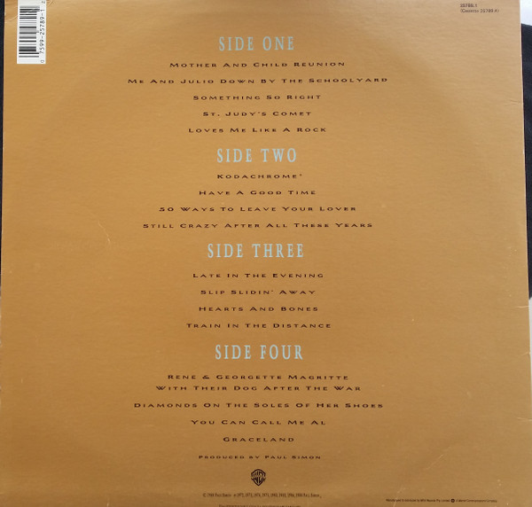 Paul Simon - Negotiations And Love Songs (1971-1986) | Warner Bros. Records (25789-1) - 3 Paul Simon - Negotiations And Love Songs (1971-1986) | Warner Bros. Records (25789-1) - 3