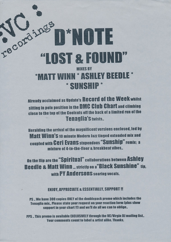D*Note - Lost And Found | VC Recordings (VCRTXDJ 25) - 4