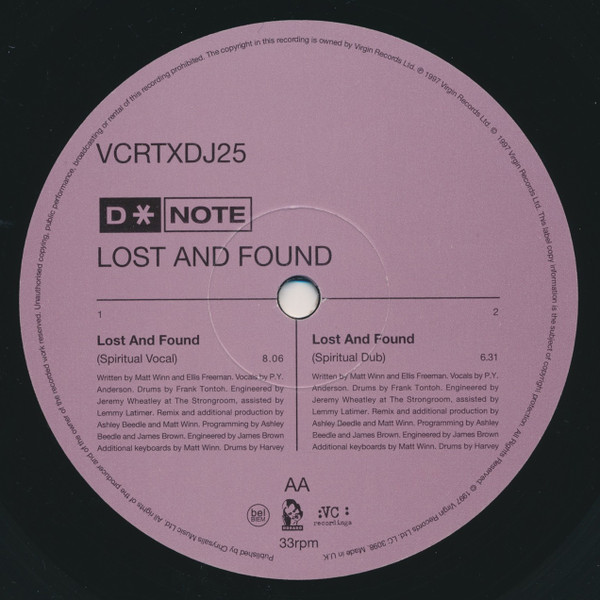 D*Note - Lost And Found | VC Recordings (VCRTXDJ 25) - 3