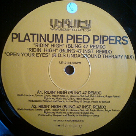 Platinum Pied Pipers - Ridin' High / Open Your Eyes (Remixes) | Ubiquity (UR12 134)