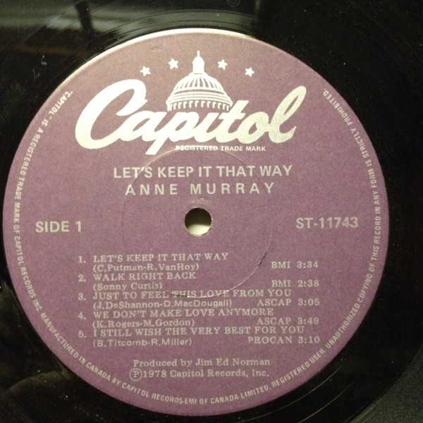 Anne Murray - Let's Keep It That Way | Capitol Records (ST-11743)