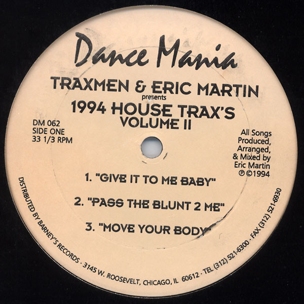 Traxmen & Eric Martin - 1994 House Trax's Volume II | Dance Mania (DM 062)