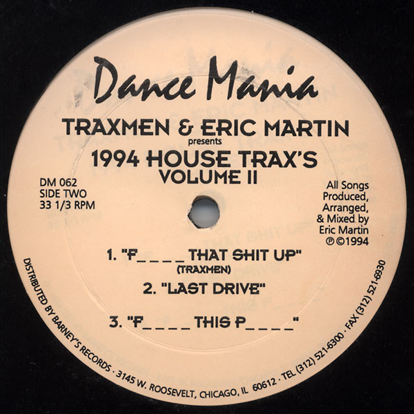 Traxmen & Eric Martin - 1994 House Trax's Volume II | Dance Mania (DM 062) - 2