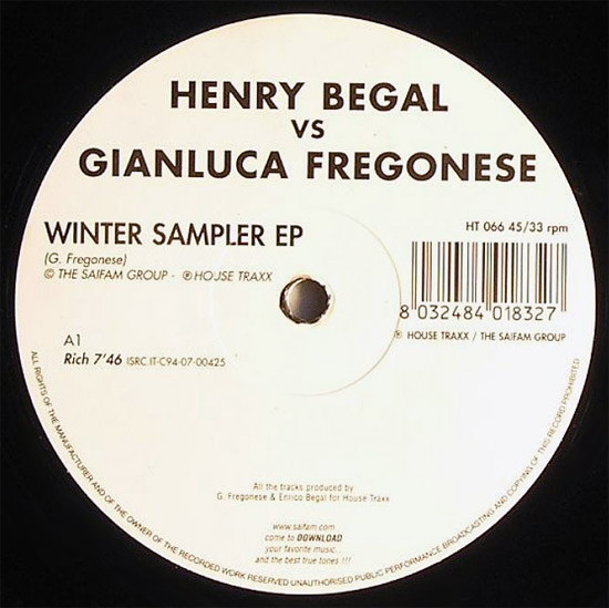 Henry Begal vs. Gianluca Fregonese - Winter Sampler EP | House Traxx (HT 066)