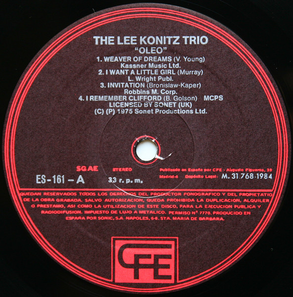 The Lee Konitz Trio With Dick Katz & Wilbur Little - Oleo | CFE (ES-161) - 3