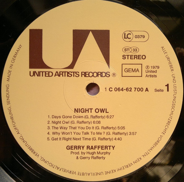 Gerry Rafferty - Night Owl | United Artists Records (1C 064-62 700)