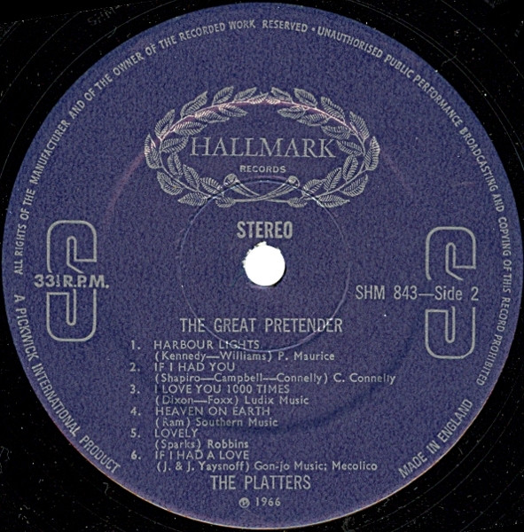The Platters - The Great Pretender | Hallmark Records (SHM 843) - 4