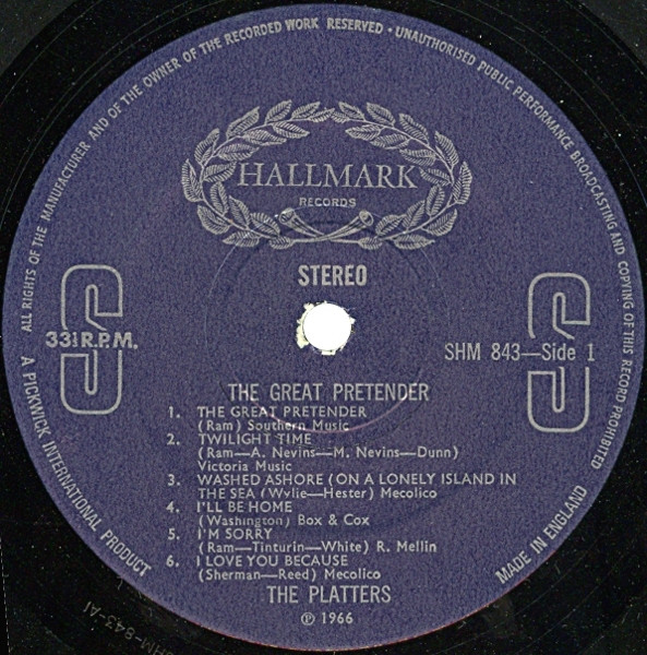 The Platters - The Great Pretender | Hallmark Records (SHM 843) - 3