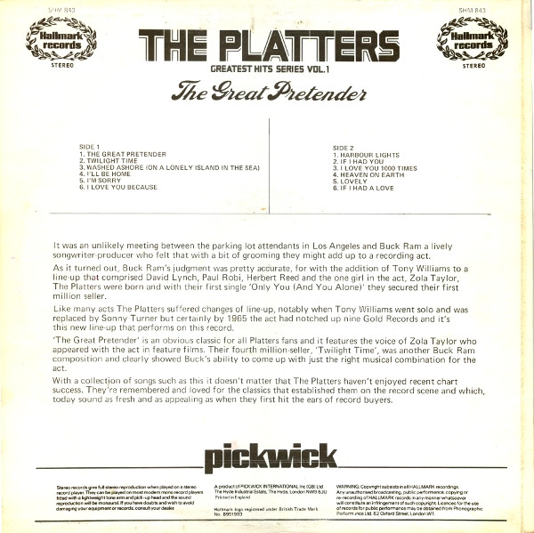 The Platters - The Great Pretender | Hallmark Records (SHM 843) - 2