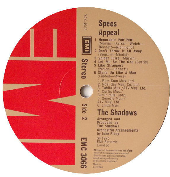 The Shadows - Specs Appeal | EMI (EMC 3066) - 2
