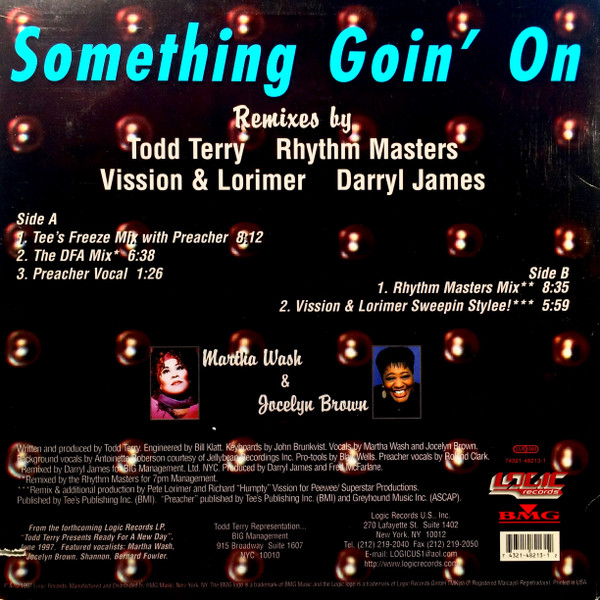 Todd Terry Featuring Martha Wash & Jocelyn Brown - Something Goin' On | Logic Records (74321 48213 1) - 2 Todd Terry Featuring Martha Wash & Jocelyn Brown - Something Goin' On | Logic Records (74321 48213 1) - 2