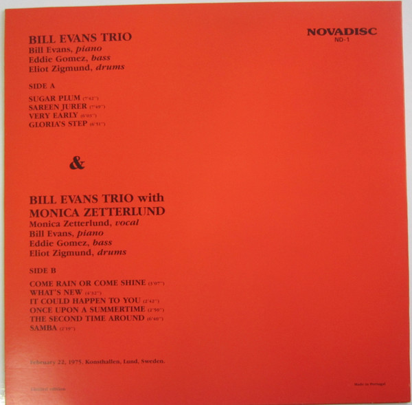 The Bill Evans Trio With Monica Zetterlund - Swedish Concert-1975 | Novadisc (ND-1) - 2
