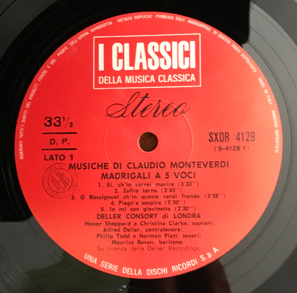Claudio Monteverdi , Deller Consort - Madrigali A 5 E 6 Voci Tirsi E Clori | Ricordi (SXDR 4129) - 3