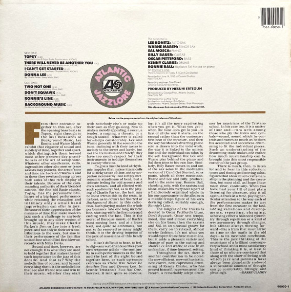 Lee Konitz With Warne Marsh - Lee Konitz With Warne Marsh | Atlantic (90050-1) - 2 Lee Konitz With Warne Marsh - Lee Konitz With Warne Marsh | Atlantic (90050-1) - 2