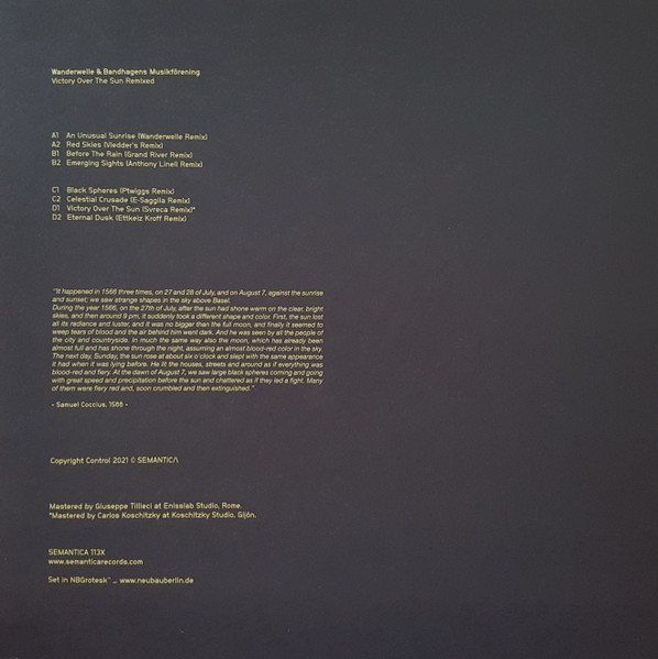 Wanderwelle & Bandhagens Musikförening - Victory Over The Sun Remixed | Semantica Records (SEMANTICA 113X) - 2 Wanderwelle & Bandhagens Musikförening - Victory Over The Sun Remixed | Semantica Records (SEMANTICA 113X) - 2