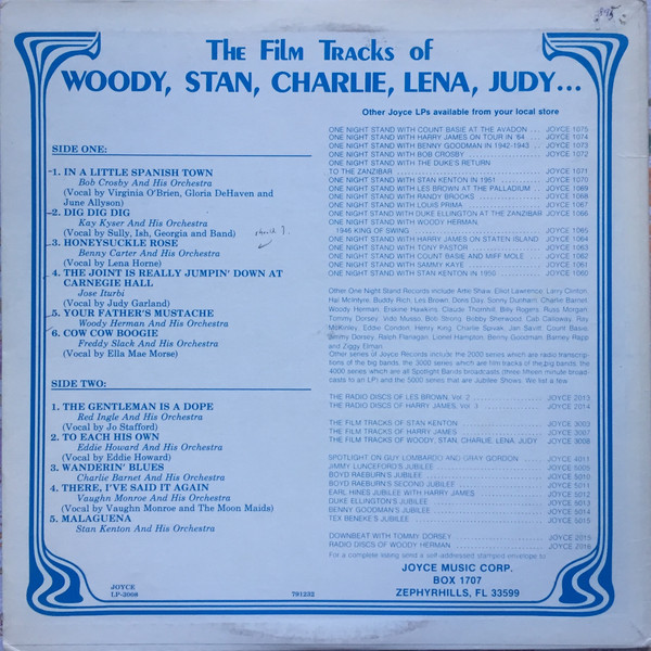 Woody Herman , Stan Kenton , Charlie Barnet - The Film Tracks Of Woody, Stan, Charlie, Lena, Judy... | Joyce (LP-3008) - 2