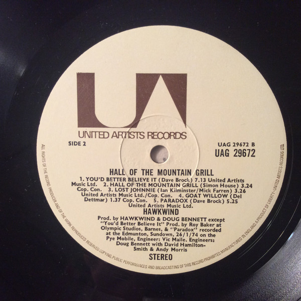 Hawkwind - Hall Of The Mountain Grill | United Artists Records (UAG 29672) - 4 Hawkwind - Hall Of The Mountain Grill | United Artists Records (UAG 29672) - 4