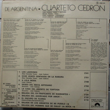 Cuarteto Cedron - De Argentina | Polydor (2480 143) - 2