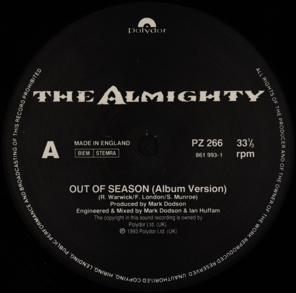 The Almighty - Out Of Season | Polydor (PZ 266) - 3