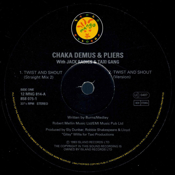 Chaka Demus & Pliers & The Taxi Gang - Twist And Shout / Rhythm Killer | Mango (12 MNG 814) - 3 Chaka Demus & Pliers & The Taxi Gang - Twist And Shout / Rhythm Killer | Mango (12 MNG 814) - 3
