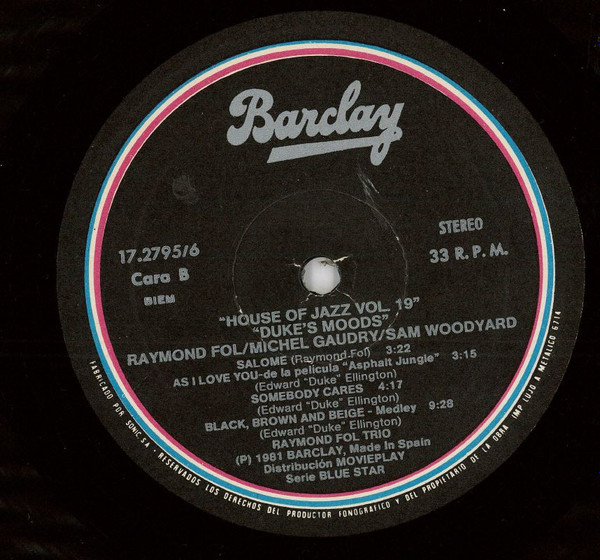 Raymond Fol / Michel Gaudry / Sam Woodyard - Duke's Moods | Barclay (17.2795/6) - 3