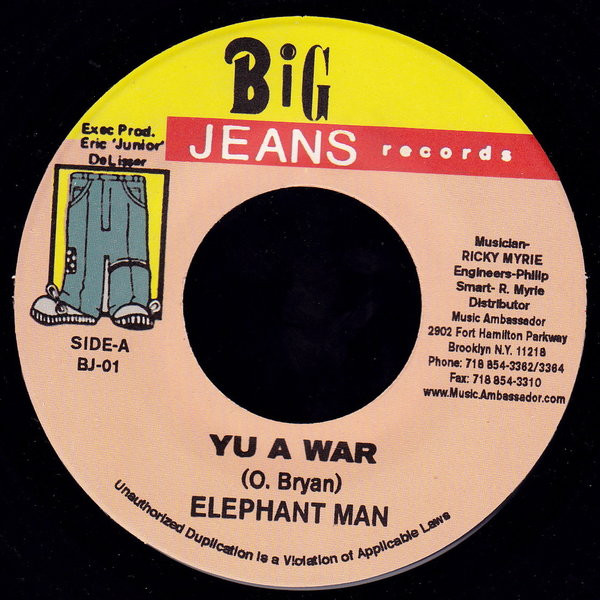 Elephant Man - Yu A War | Big Jeans Records (BJ-01) - main