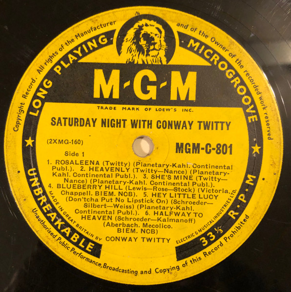 Conway Twitty - Saturday Night With Conway Twitty | MGM Records (MGM C 801) - 3 Conway Twitty - Saturday Night With Conway Twitty | MGM Records (MGM C 801) - 3