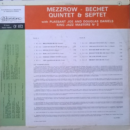 Mezzrow Bechet Quintet & Septet With Pleasant Joe And Douglas Daniels - Breathless Blues | Musidisc (CV 1172)