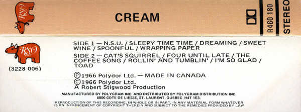 Cream - Cream [Cassette] | RSO (R460 180) - 2