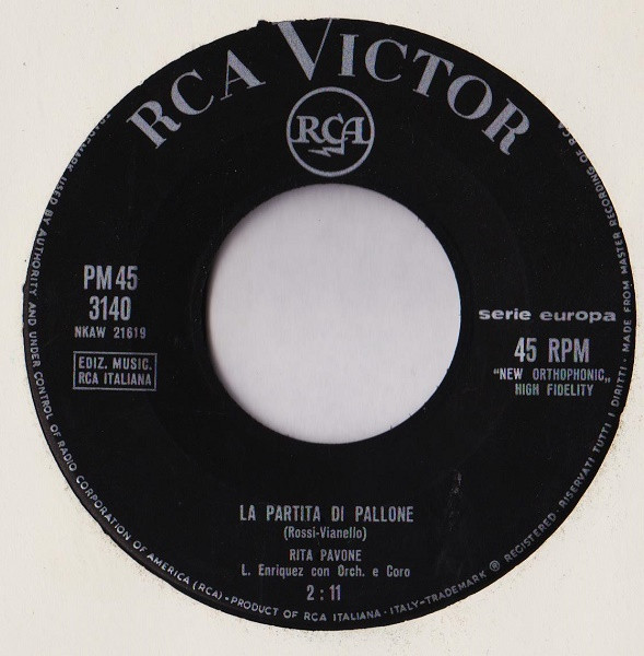 Rita Pavone - La Partita Di Pallone / Amore Twist | RCA Victor (PM45 3140) - 3