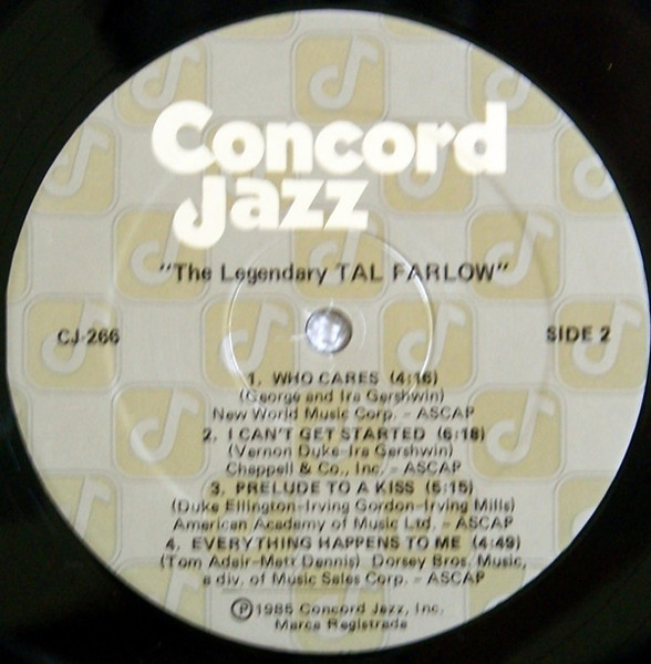 Tal Farlow - The Legendary Tal Farlow | Concord Jazz (CJ-266) - 3