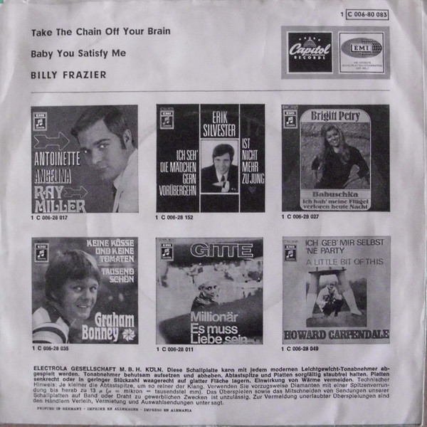 Billy Frazier - Take The Chain Off Your Brain | Capitol Records (1C 006-80 083) - 2