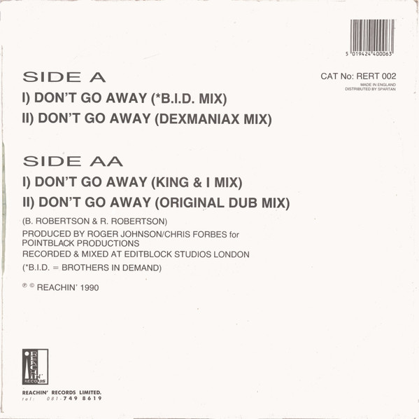 Boneshakers - Don't Go Away | Reachin Records (RERT 002) - 2