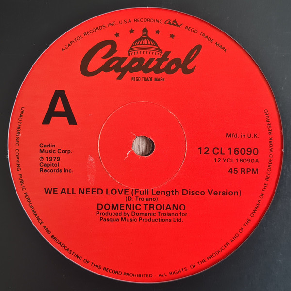 Domenic Troiano - We All Need Love | Capitol Records (12CL 16090) - 3