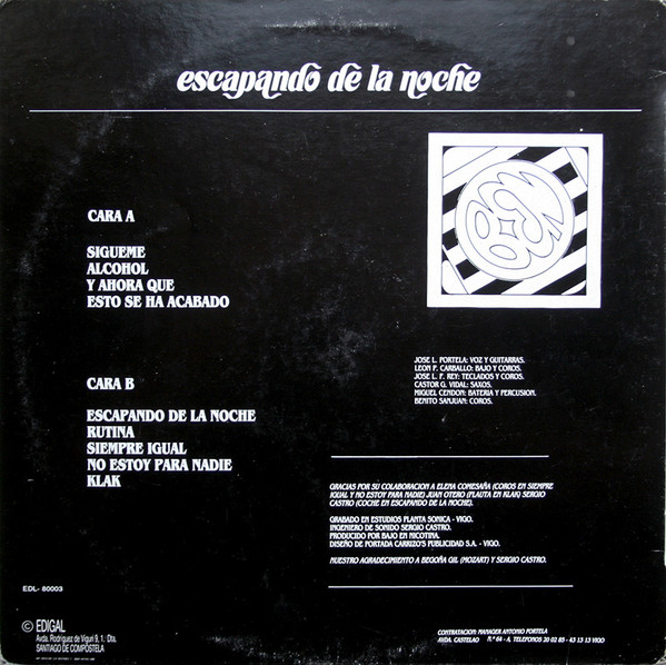 Bajo En Nicotina - Escapando De La Noche | Edigal (EDL-80003) - 2