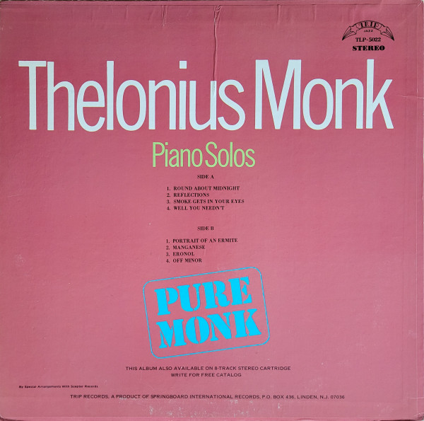 Thelonious Monk - Pure Monk: Thelonius Monk Piano Solos | TRIP (TLP-5022) - 2