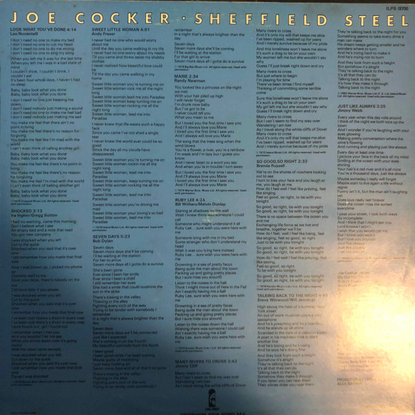 Joe Cocker - Sheffield Steel | Island Records (ILPS 19700) - 2 Joe Cocker - Sheffield Steel | Island Records (ILPS 19700) - 2