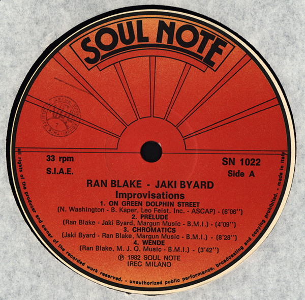 Ran Blake - Jaki Byard - Improvisations | Soul Note (SN 1022) - 3 Ran Blake - Jaki Byard - Improvisations | Soul Note (SN 1022) - 3